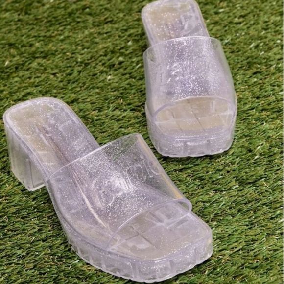 Barbie Shoes - BARBIE x FOREVER 21 Glitter Jelly Mules Clear Size 8